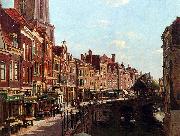 unknow artist Townsfolk shopping along the Oudegracht, Utrecht, The Netherlands oil painting picture wholesale